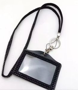 NWT Black Crystals Horizontal ID/key chain holder lanyard